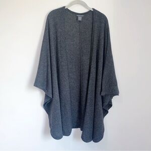 Claudia Nichole Wool Cashmere Gray Open Front Cardigan Poncho